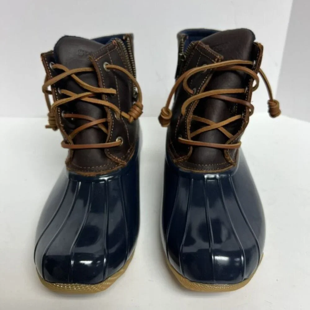 Sperry Womens Saltwater Boot Tan/Navy Size 8 M